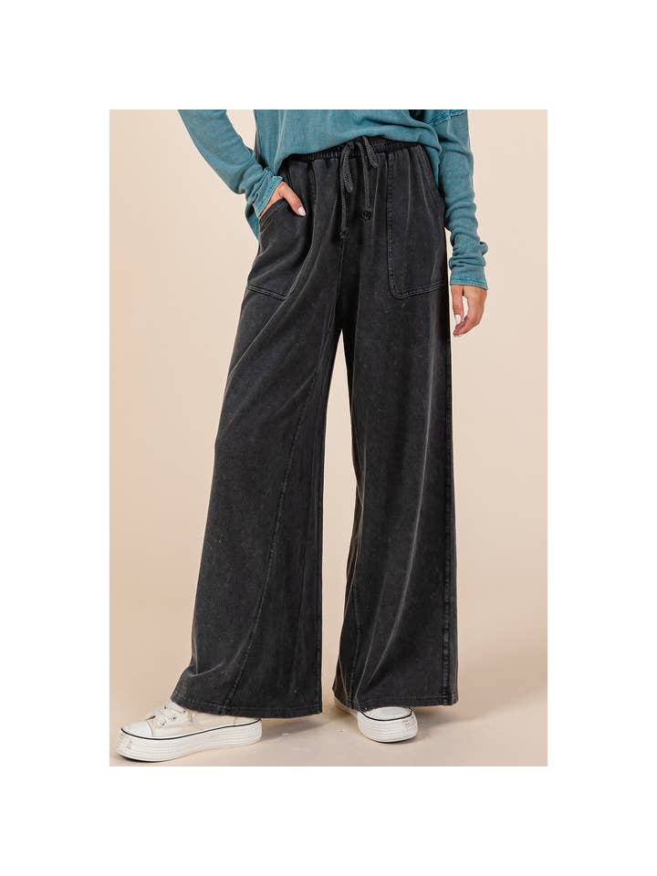 mittoshop - Wholesale Pants - Women's - MINERAL WASH FRENCH TERRY WIDE LEG PANTS3
