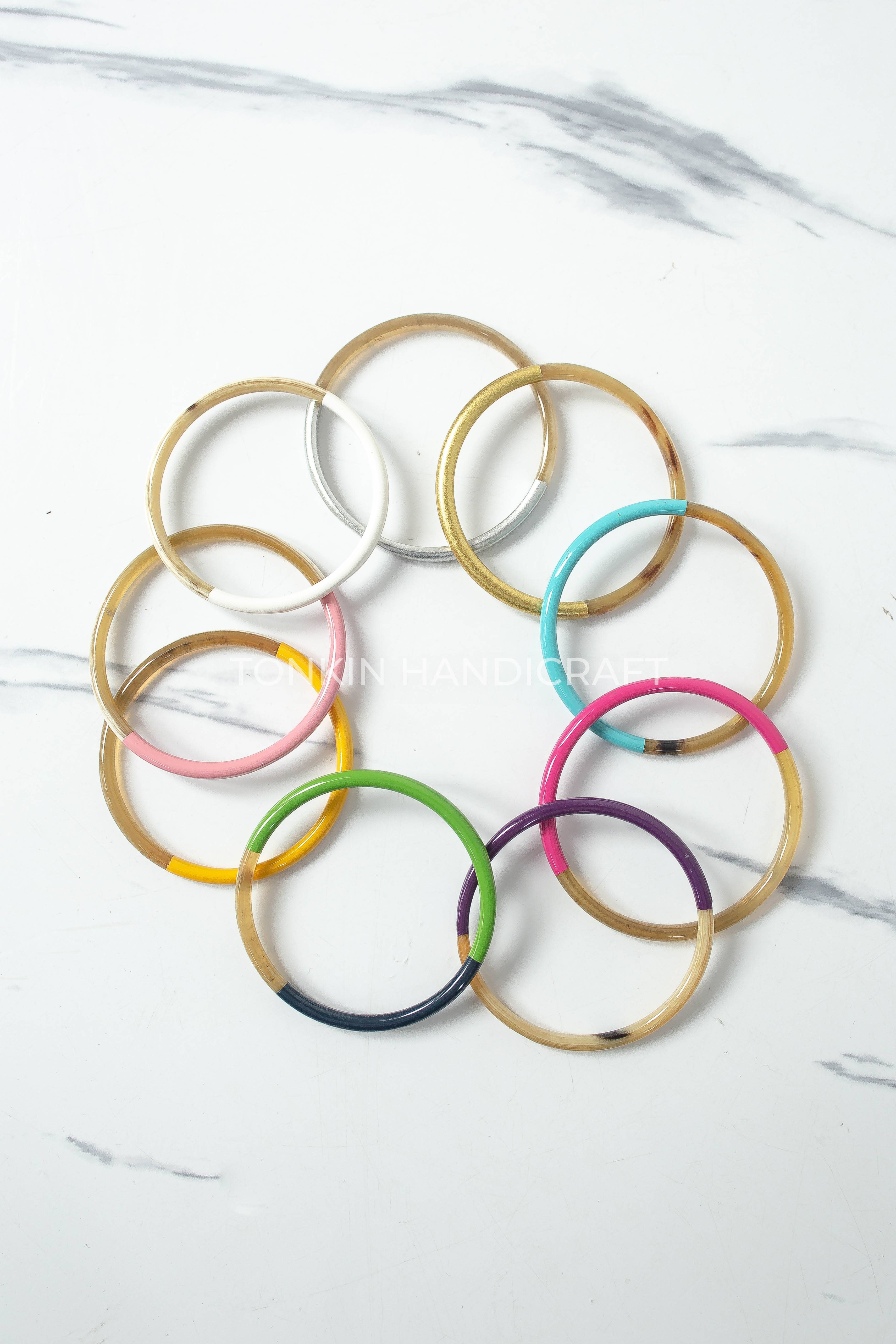 Tonkin Handicraft - Vente Bracelet jonc - Bracelet jonc coloré en corne de buffle14