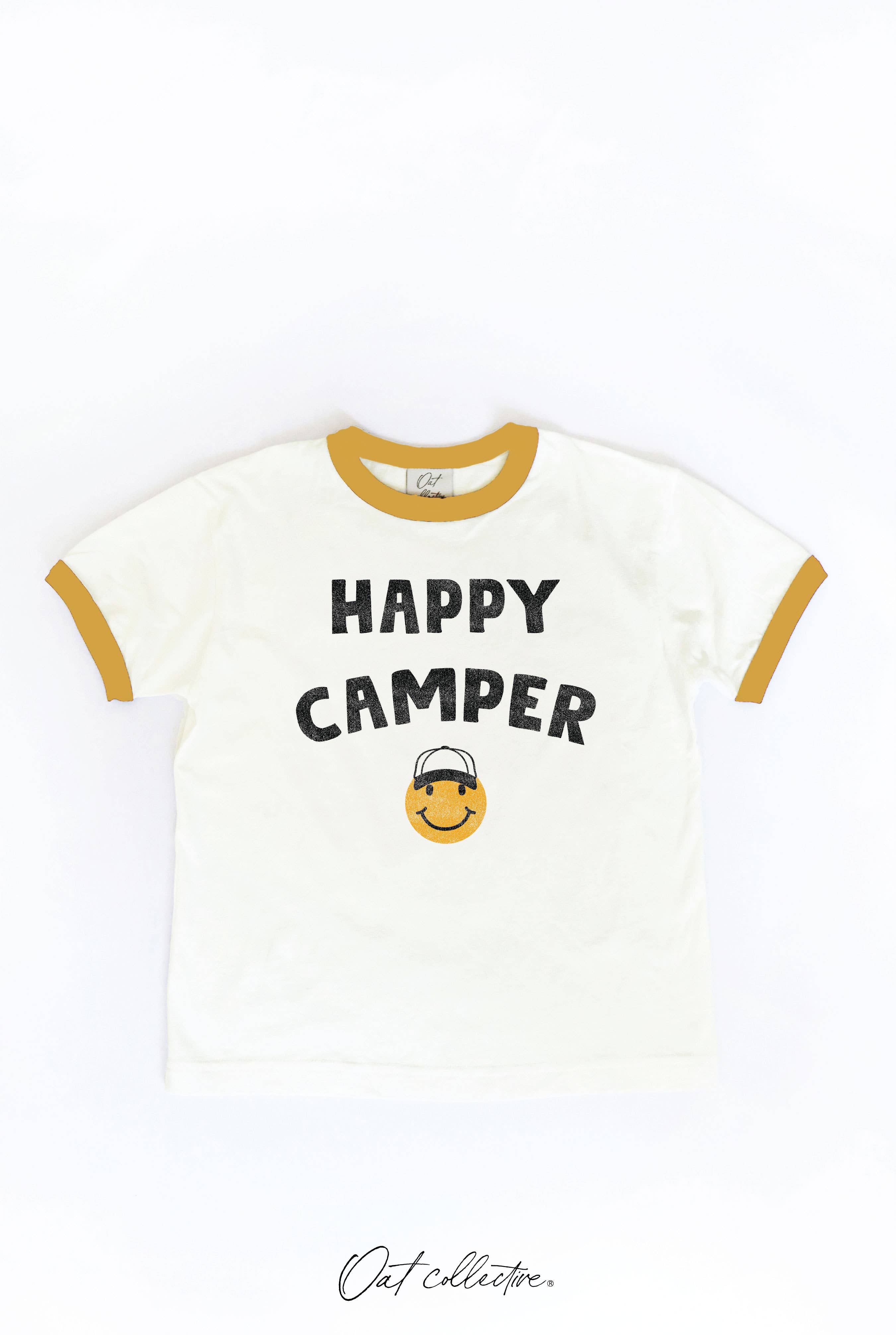 OAT COLLECTIVE – Engroshandel T-shirt med serigrafitryk – til børn – HAPPY CAMPER Ringetrøje til småbørn3