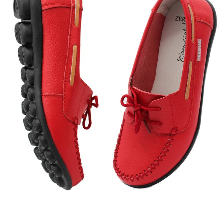 Rojo Mocasines de cuero para mujer Zerimar - Zapatos de vestir cómodos, rojo de venta al por mayor en Faire