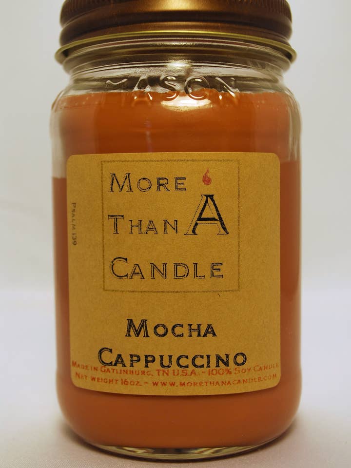 Mokka Cappuccino - 16 oz Mason Krukke for engroshandel hos More Than Candle