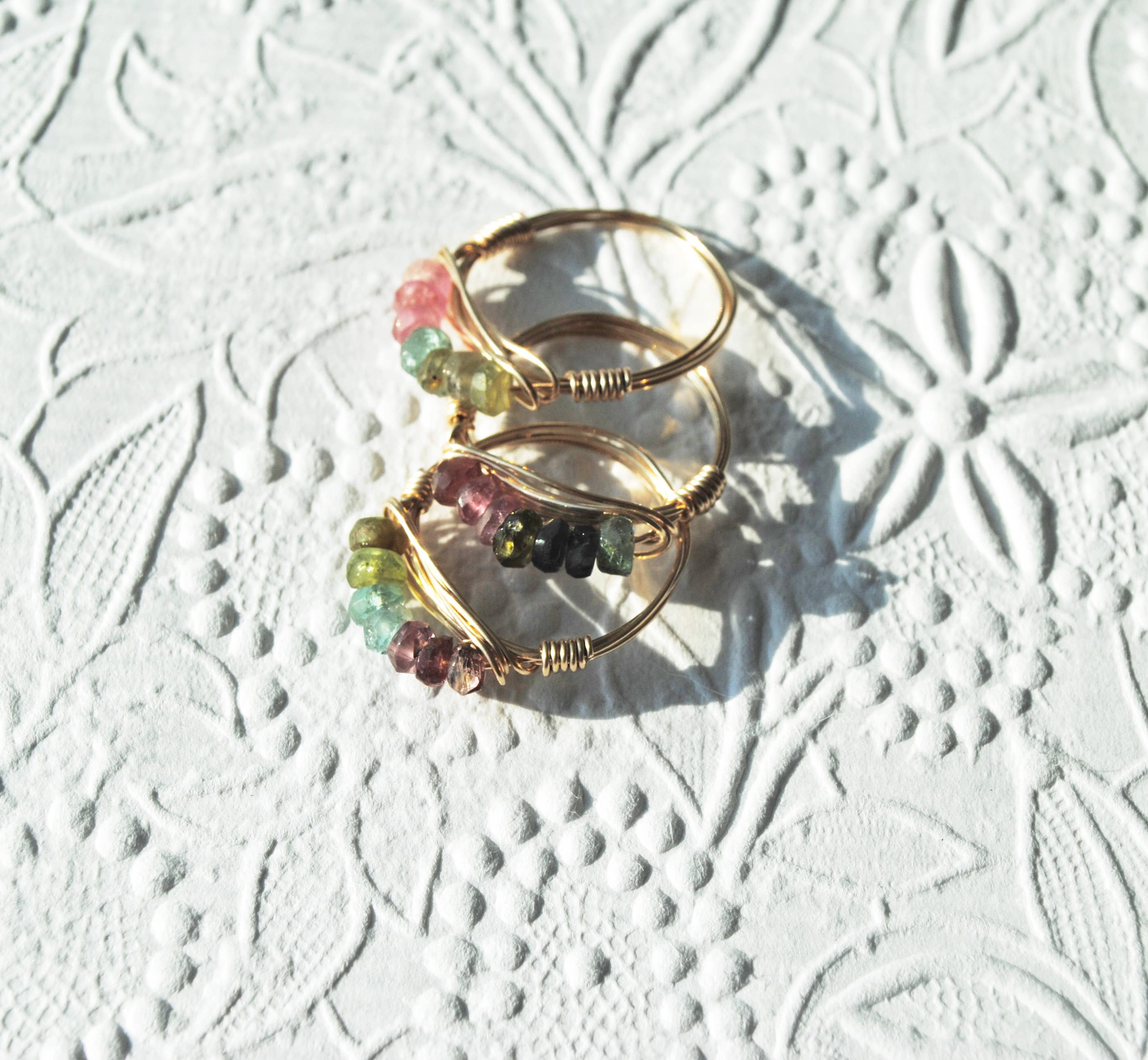 Seaflowerjewelry - Wholesale Band/Stacked Ring - Rainbow band ring Rainbow tourmaline band gold fill sterling1