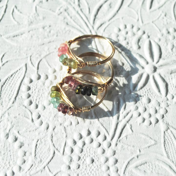Seaflowerjewelry - Wholesale Band/Stacked Ring - Rainbow band ring Rainbow tourmaline band gold fill sterling1