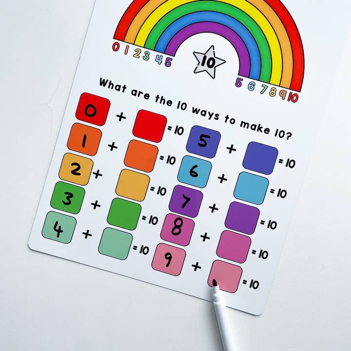 Number Bonds to 10 Maths Activity Whiteboard for wholesale by Craftly Ltd