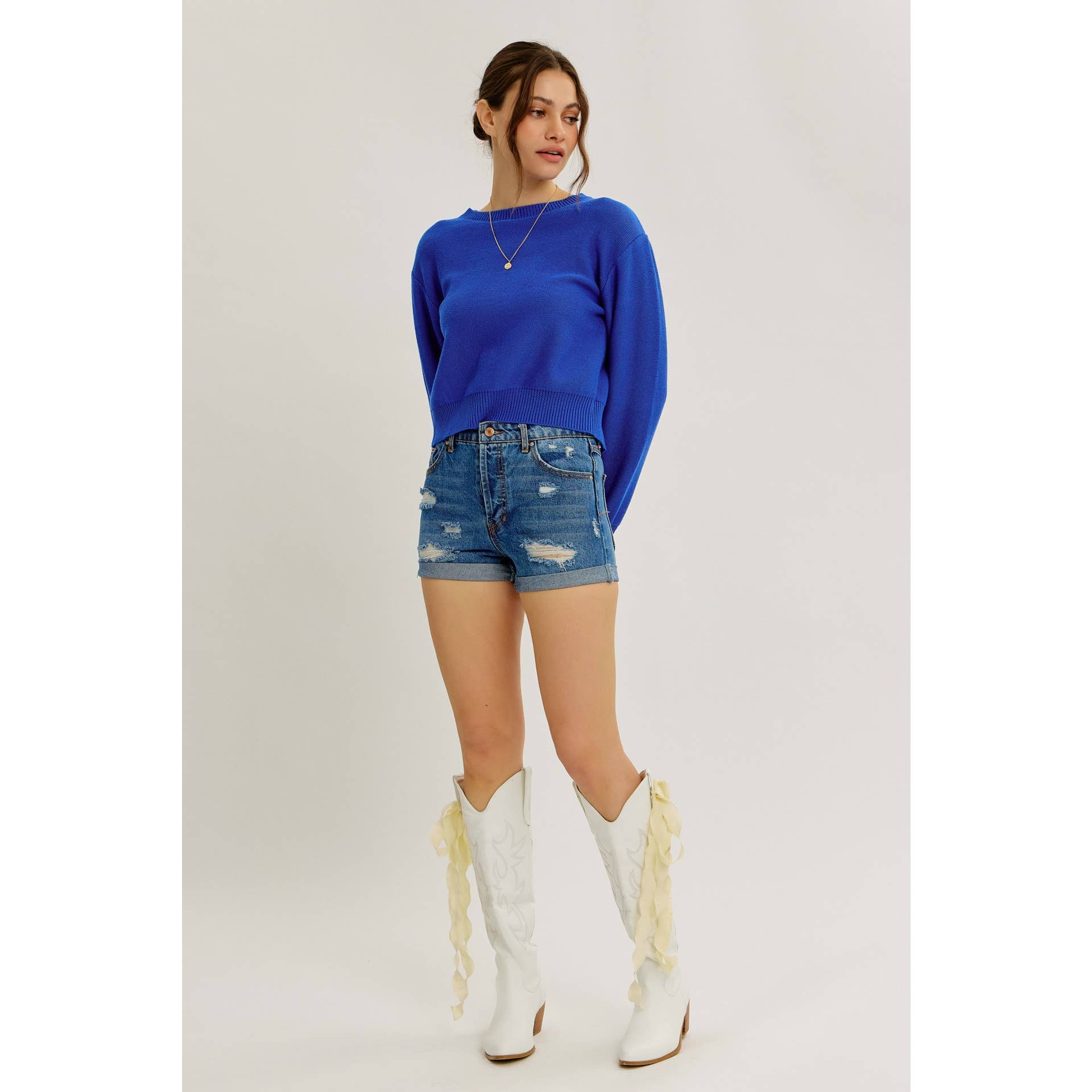 idem ditto – Pulôver - Mulher por atacado – TOP DE MALHA COM LAÇO NAS COSTAS E DECOTE REDONDO EM CONTRASTE28