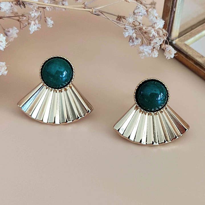 The Mysterious Green Agate 3in1 Earrings for wholesale by Sophie Bijoux