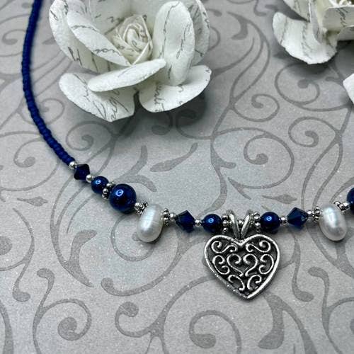 Navy Hearts ketting voor wholesale door Oreb Lram Fine Casual Jewelry