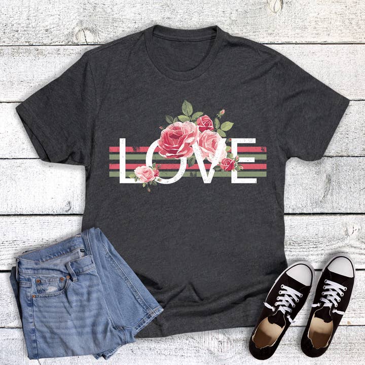 Valentine Love Roses Graphic Tee for wholesale by Rebel Rose