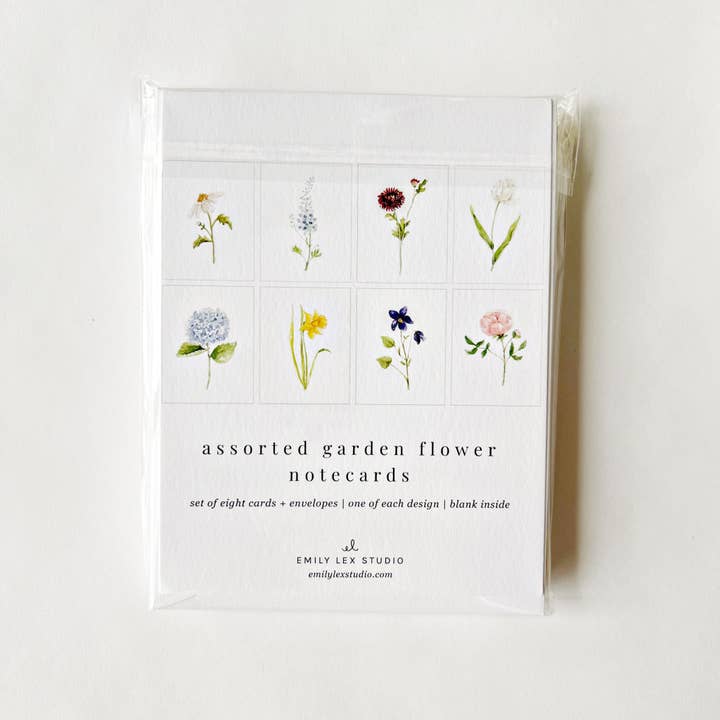 emily lex studio - Wholesale Stationery/Notecard Set - assorted garden flowers notecard set