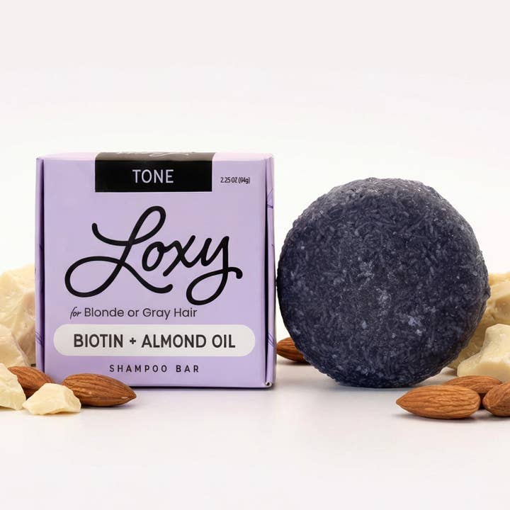 Tone paarse shampoo bar met biotine en amandelolie voor wholesale door Loxy