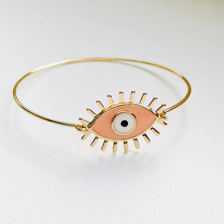 Loli - Wholesale Cuff Bracelet - Colorful Evil Eye Bracelet: Rhodium/Gold Plated Metal1