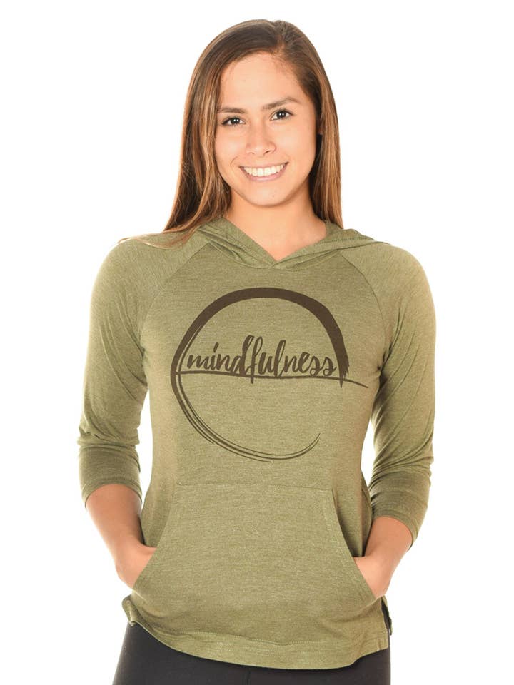 Mindfulness på grøn sweater hættetrøje for engroshandel hos Third Eye Threads