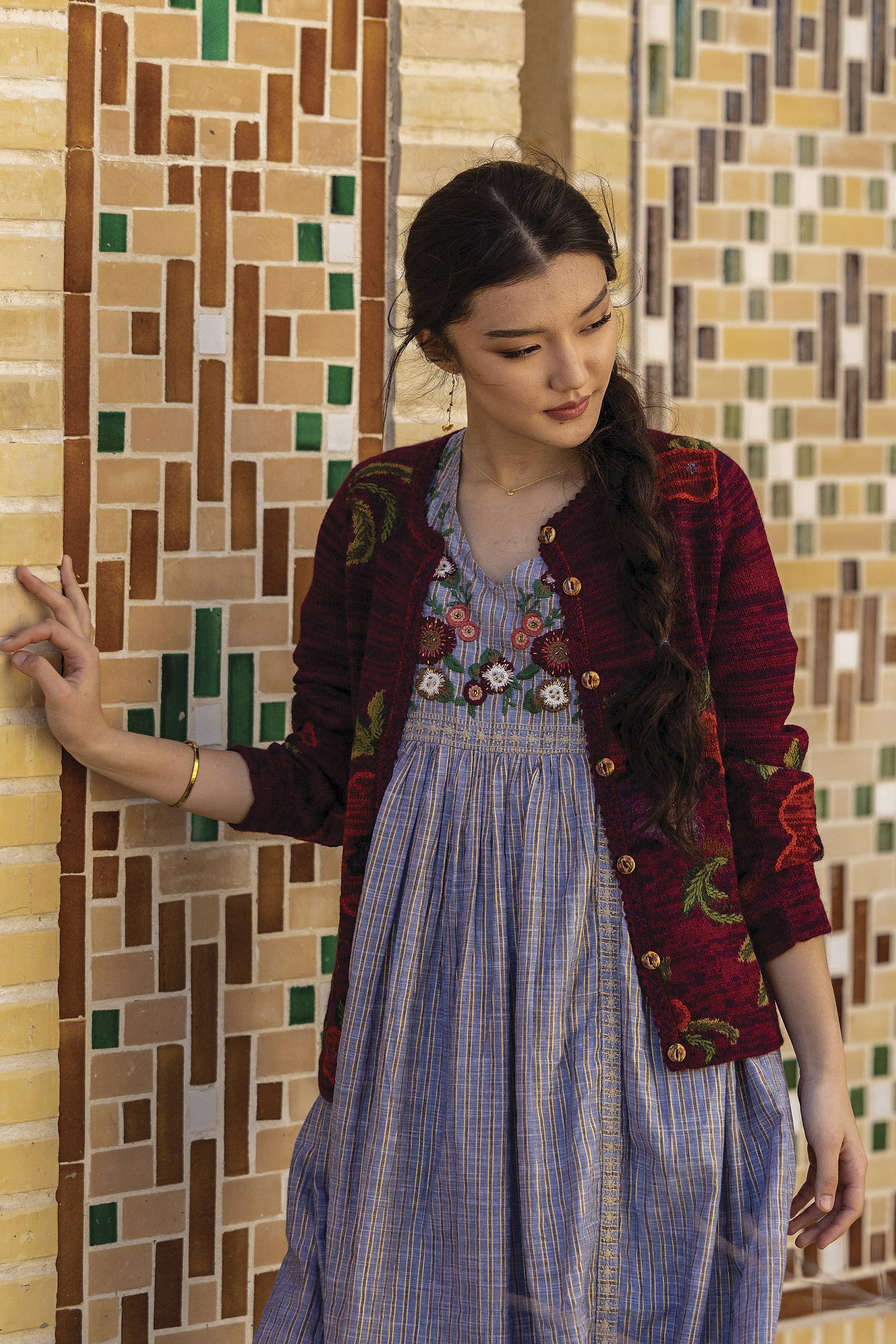 NOVICA - Wholesale Cardigan - Women's - Royal Flower 100% Alpaca Art-Knit Cardigan2