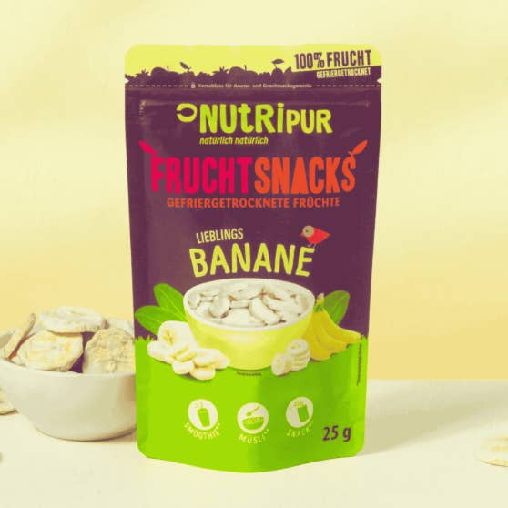 Frysetørrede bananer 25 g for engroshandel hos NutriPur