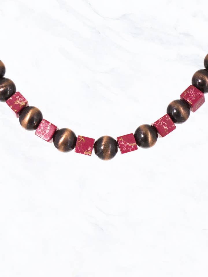 Native Pearl with Cube Stone Bead Necklace for wholesale by Suzie Q USA