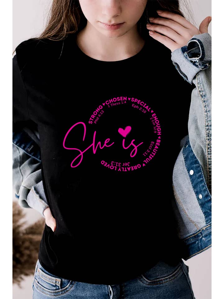 Top Avenue - Wholesale Screen Printed T-Shirt - Women's - She Is Strong Chosen Special, Unisex Round Neck T-Shirt18