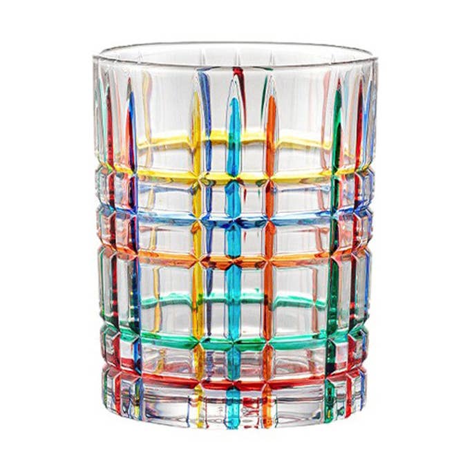 Gobelet en cristal peint à la main « Antoni » - Rayures pour la vente par TUTU Home