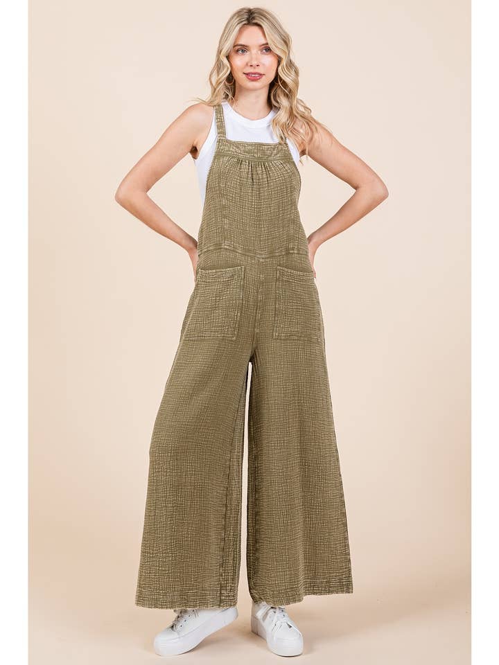 mittoshop - Wholesale Jumpsuit - Women's - MINERAL WASHED WIDE LEG JUMPSUIT