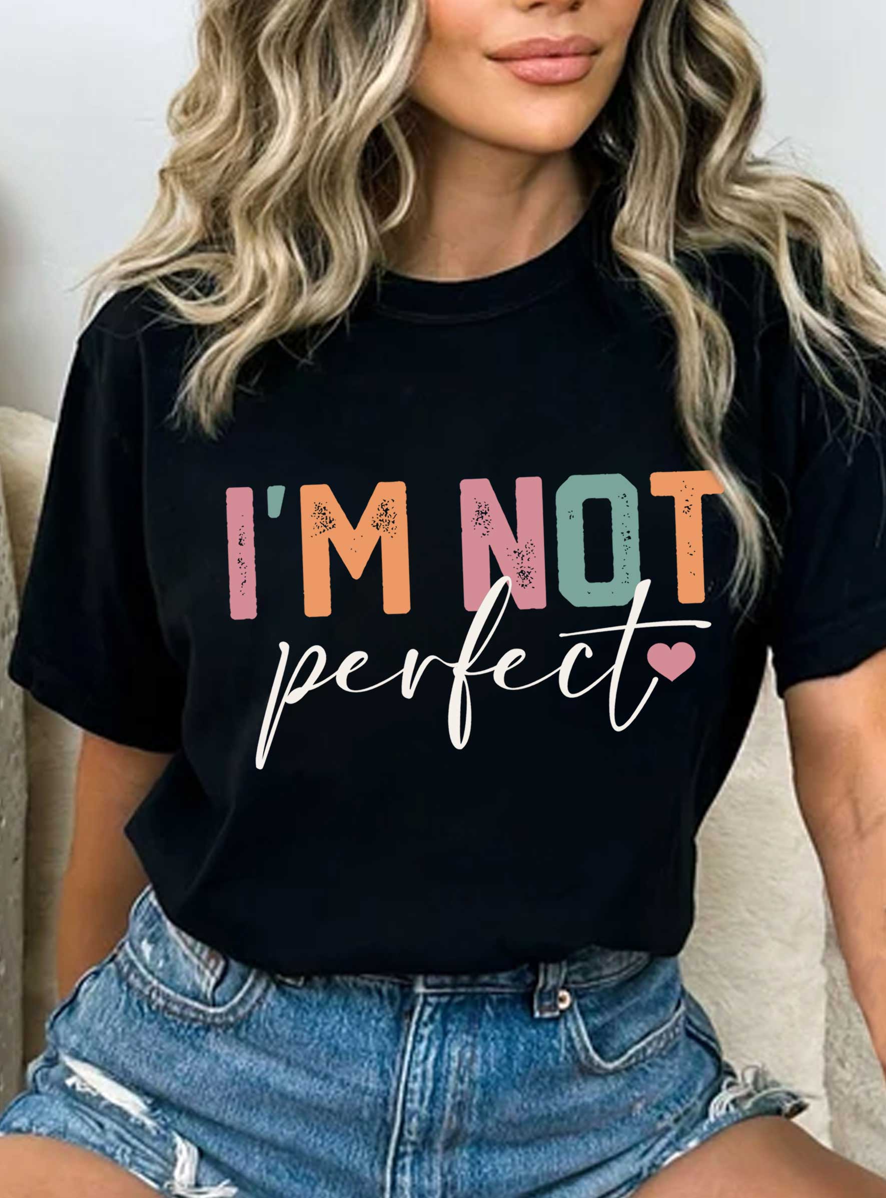 Rustee Clothing - Vendita all'ingrosso Maglietta serigrafata - Donna - MAGLIETTE GRAFICHE NON SONO PERFETTE5