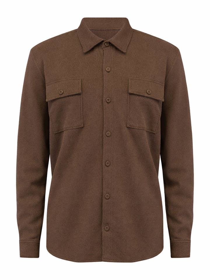 Robust brun texturerad skjortjacka för wholesale av Vustra