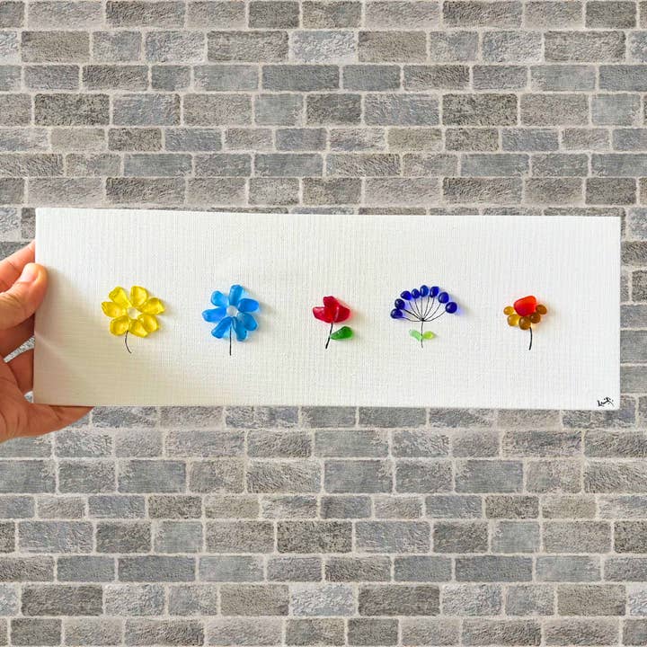 Havglas Blomsterkunst, Unik Forårsvægdekoration, 12"x4" for engroshandel hos Craftify Mom