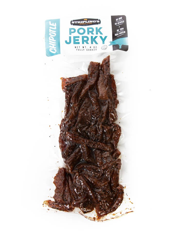 4oz Stripling's Chipotle Pork Jerky for wholesale by Stripling's General Store