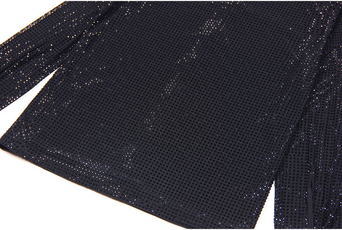 Noir Ensemble chemisier et jupe en maille diamant SET70Y pour tenue décontractée en vente sur Faire15