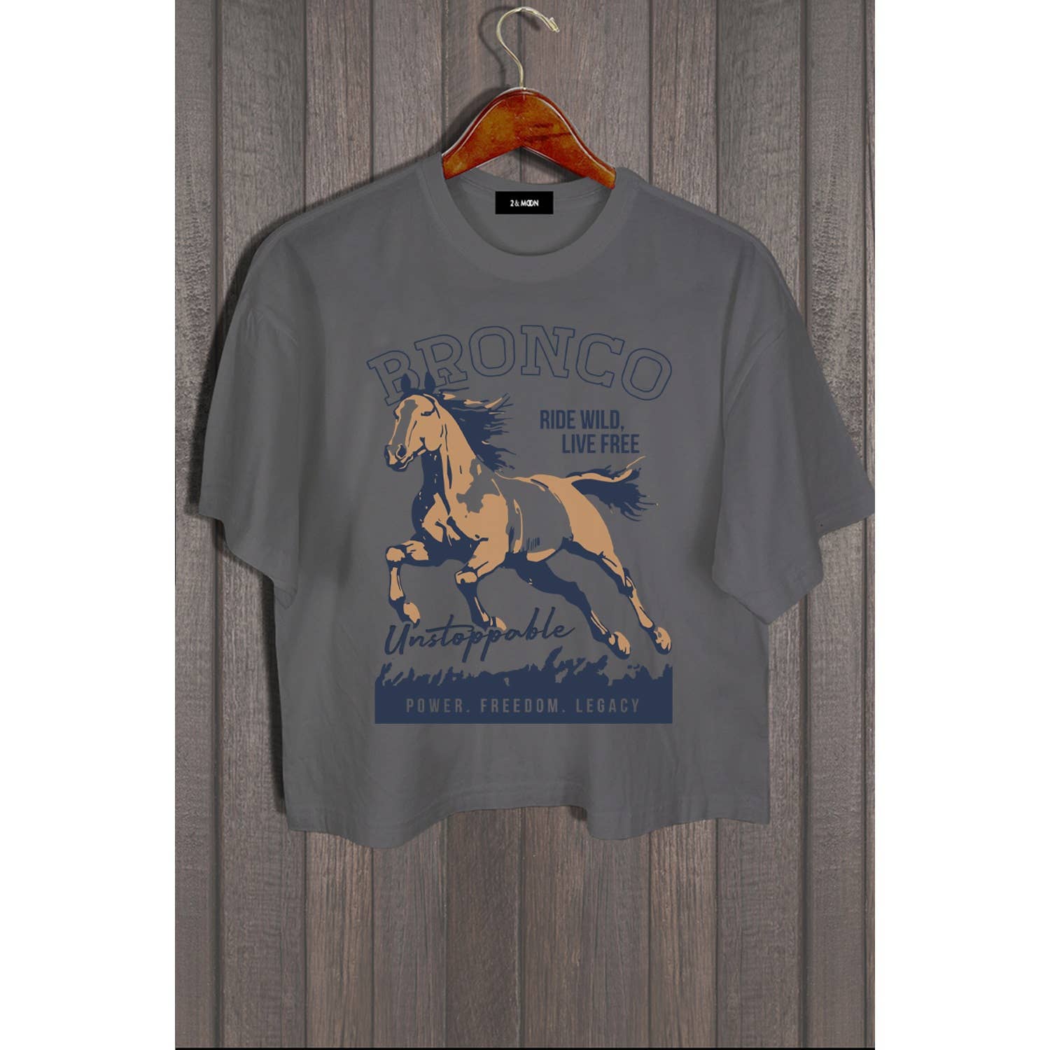 2&moon - Wholesale Screen Printed T-Shirt - Women's - BRONCO UNSTOPPABLE TOP3