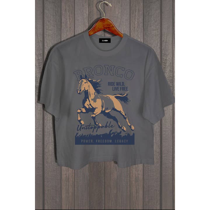 2&moon - Wholesale Screen Printed T-Shirt - Women's - BRONCO UNSTOPPABLE TOP3