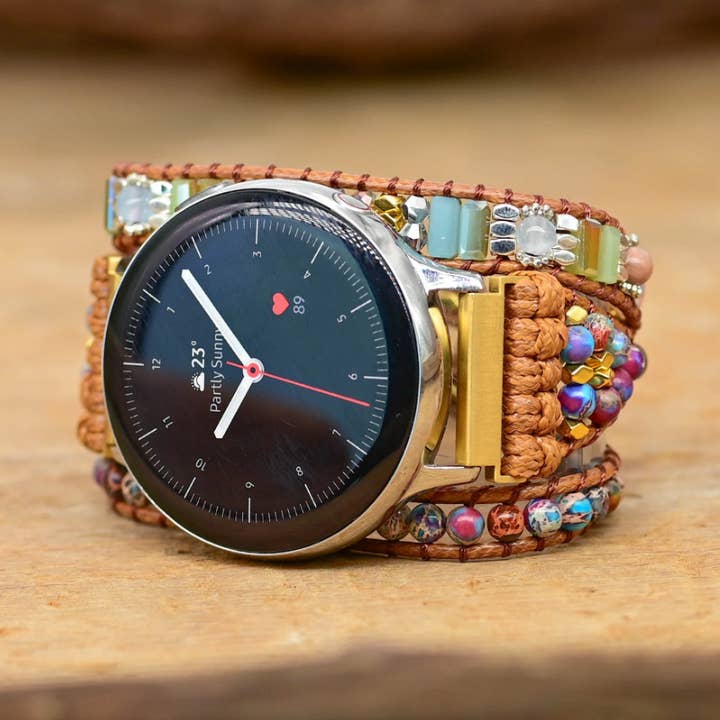 Free Spirit Shop - Wholesale Watch Band/Strap - Women's - Purple Jasper & Rhodonite Beaded Samsung / Garmin Watch Band