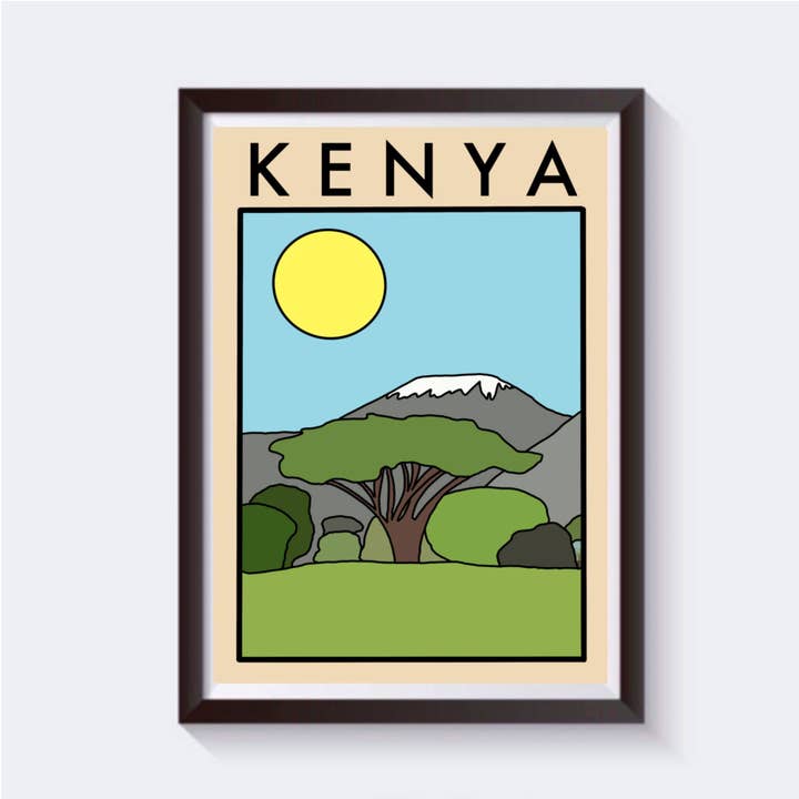 Minimalistisk Kenya Travel Print - Fås i 6 størrelser for engroshandel hos 2 Sisters