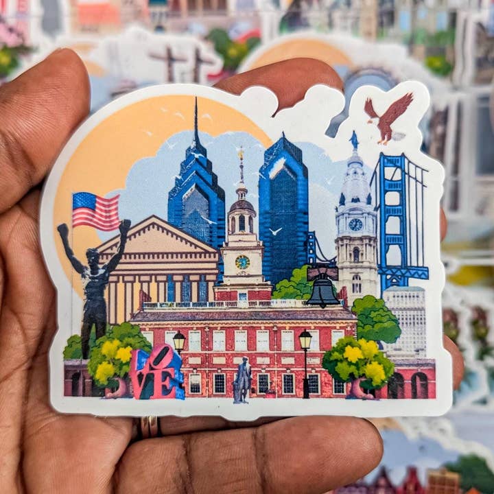 Philadelphia Illustrated Landmarks Sticker for wholesale by simply blessed shy