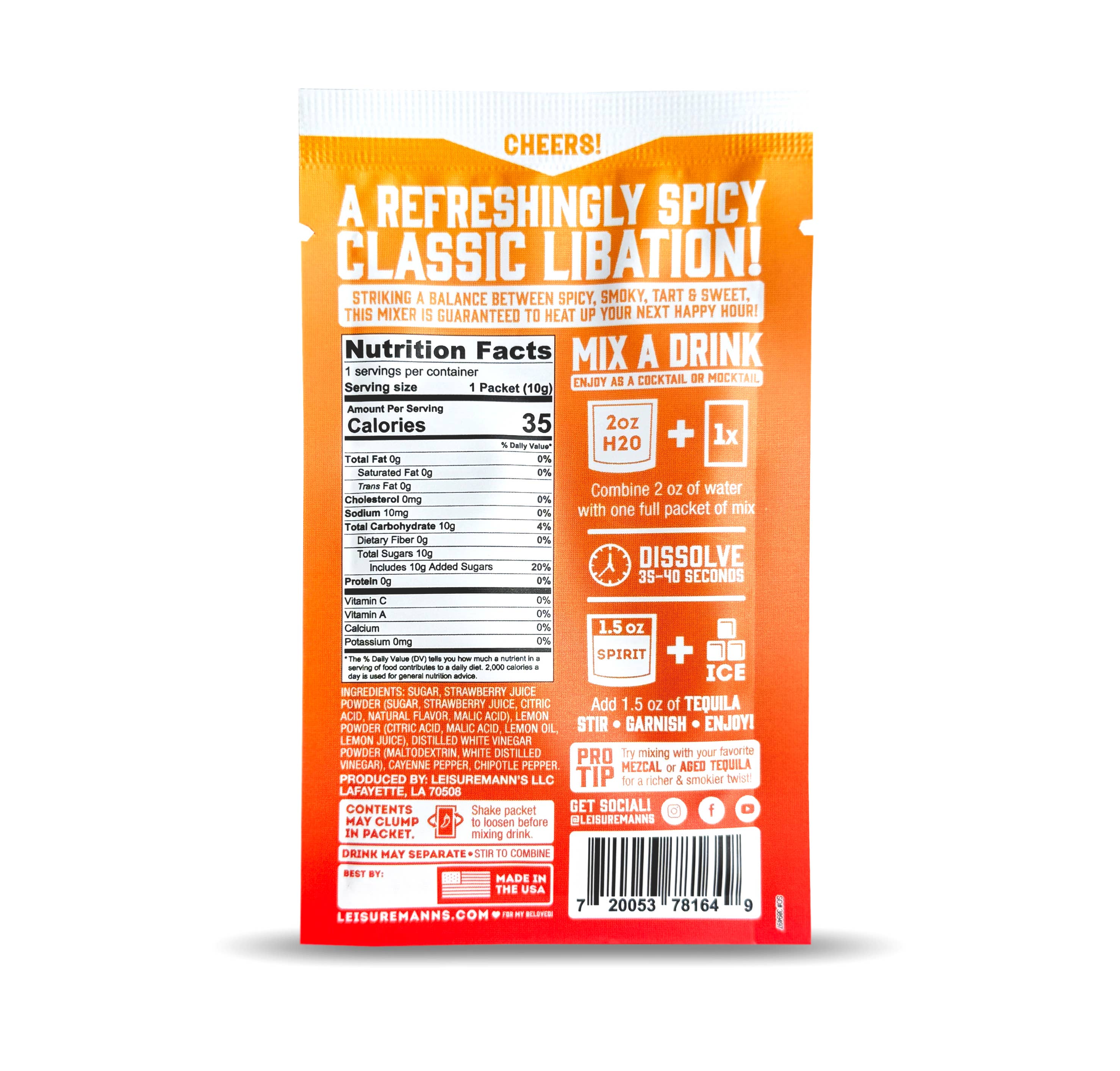 Leisuremann's Cocktail Mixes - Wholesale Cocktail Mix/Syrup - Por Mi Amante Single Serve Cocktail Mixer2