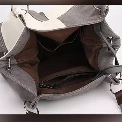 UNISHE - Wholesale Shoulder Bag - Women's - Colorblock Canvas Shoulder Bag MOQ 3PCs ZYB00312