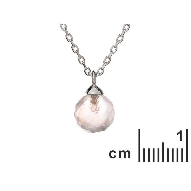 OPALOOK France - Wholesale Pendant/Charm Necklace - Natural rose quartz necklace, sterling silver, length 42 + 3 cm1
