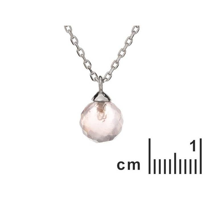 OPALOOK France - Wholesale Pendant/Charm Necklace - Natural rose quartz necklace, sterling silver, length 42 + 3 cm1
