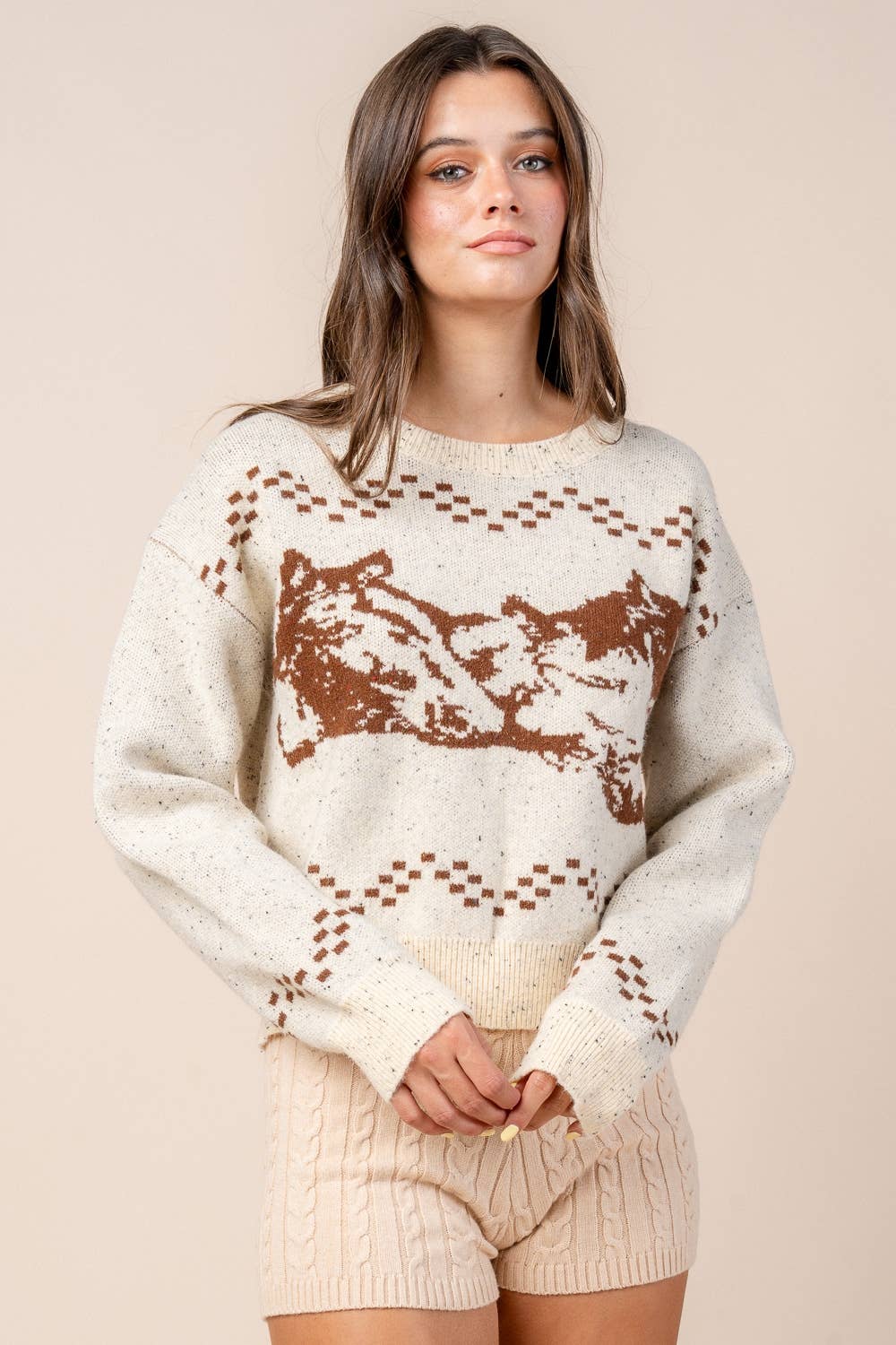FARINA D'AVENA CT10520B / MAGLIONE CON MOTIVO CAVALLO in vendita all'ingrosso su Faire0