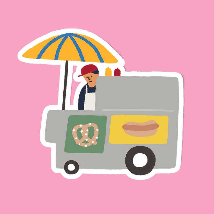 NYC Gift Sticker – Cute Hot Dog & Pretzel Food Cart for wholesale by iej studio