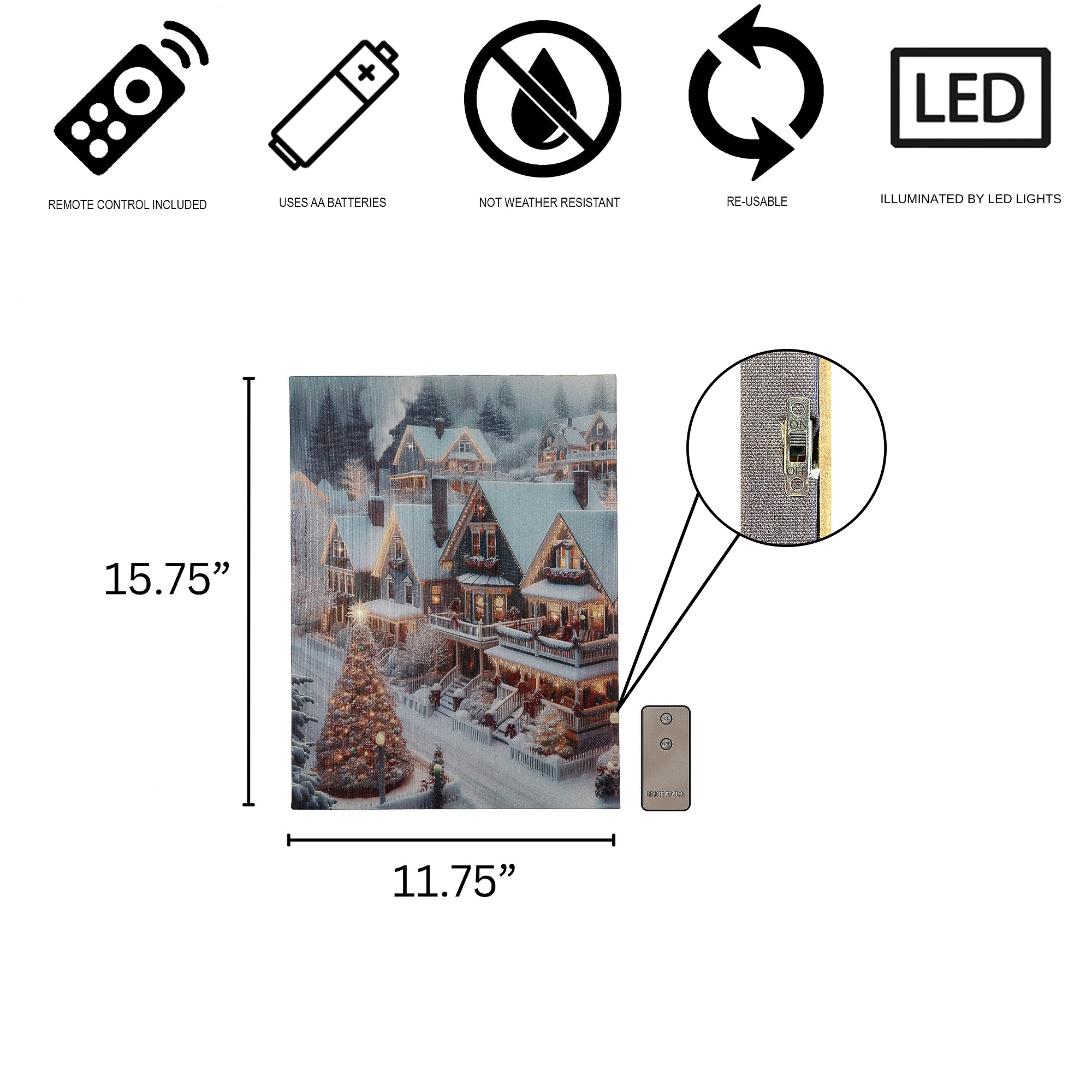 LumaBase - Wholesale Christmas Wall Art - Battery-Operated Lighted Wall Art - Christmas Town7