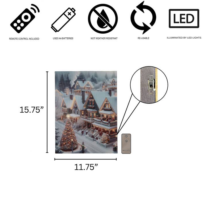 LumaBase - Wholesale Christmas Wall Art - Battery-Operated Lighted Wall Art - Christmas Town7
