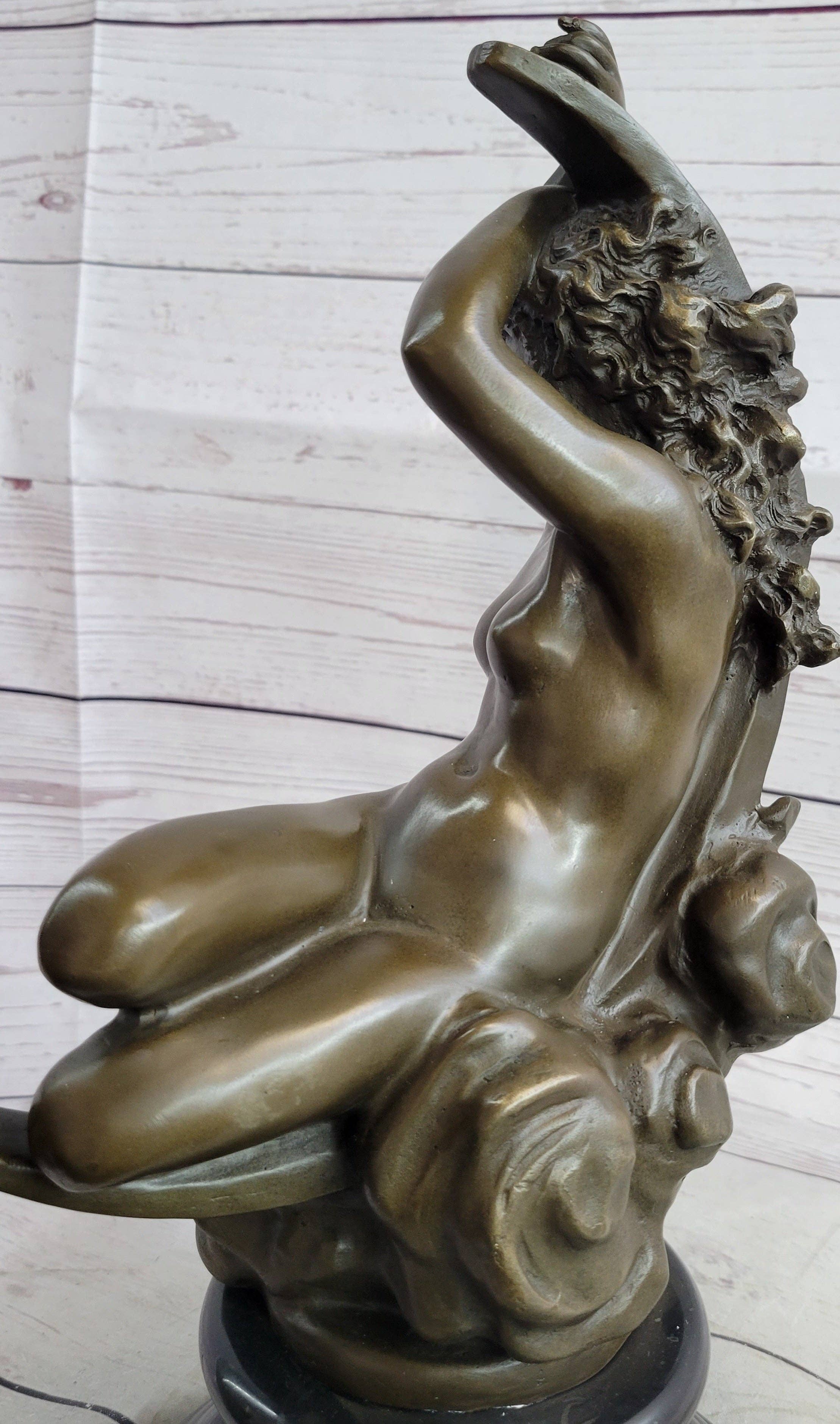 Bronzhaus - Wholesale Sculpture - Diana on a Crescent Moon by Séraphin Denécheau Bronze Sculpture on Marble Base8