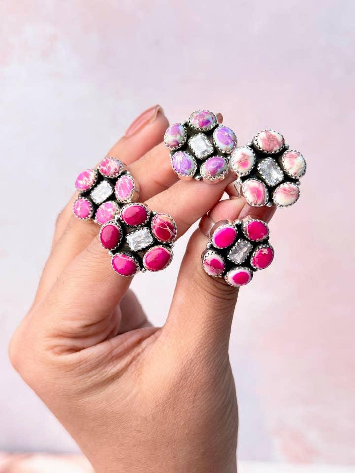 Wüstenjaspis Zarte Blume CZ Ringe für den Großhandel von Krush Kandy