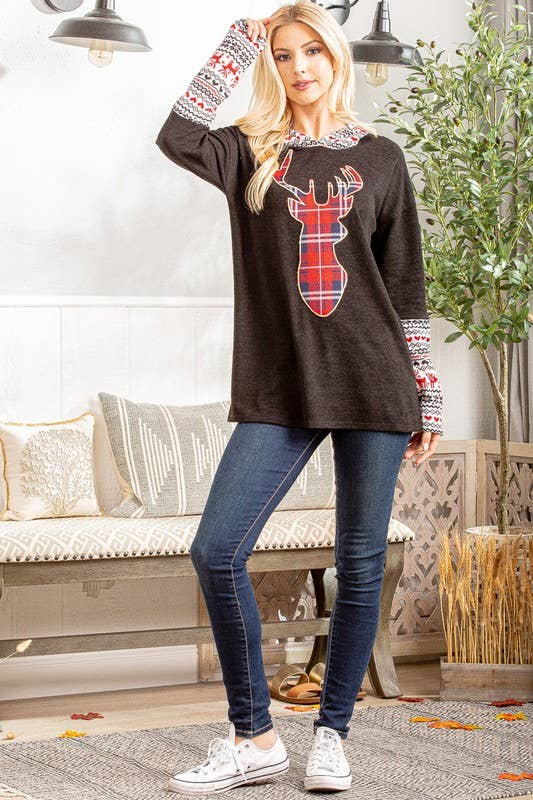 HEIMISH - Venta al por mayor Sudadera con capucha - Mujer - ET6455-10 RENO NAVIDEÑO7