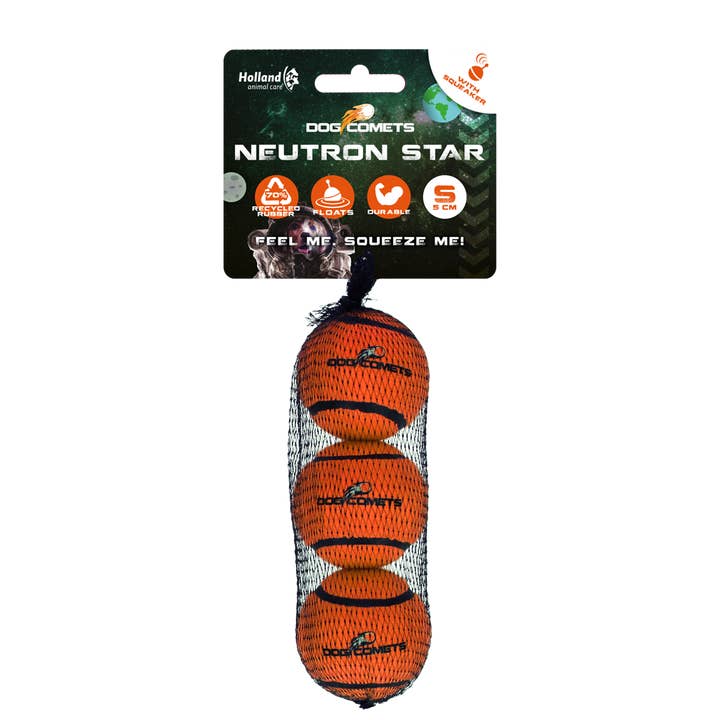 Dog Comets Neutron Star Tennis Ball With Squeaker S Orange 3pcs for wholesale by Hofman Animal Care