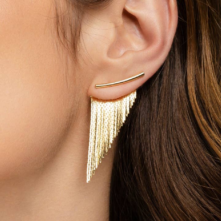 House12 - Wholesale Dangle earrings - Tassel Fringe Earrings Gold Short2