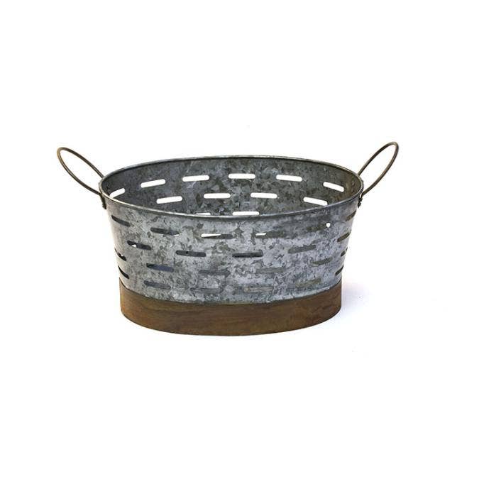 12 inch oval olive metal tub for wholesale by Buhi Imports