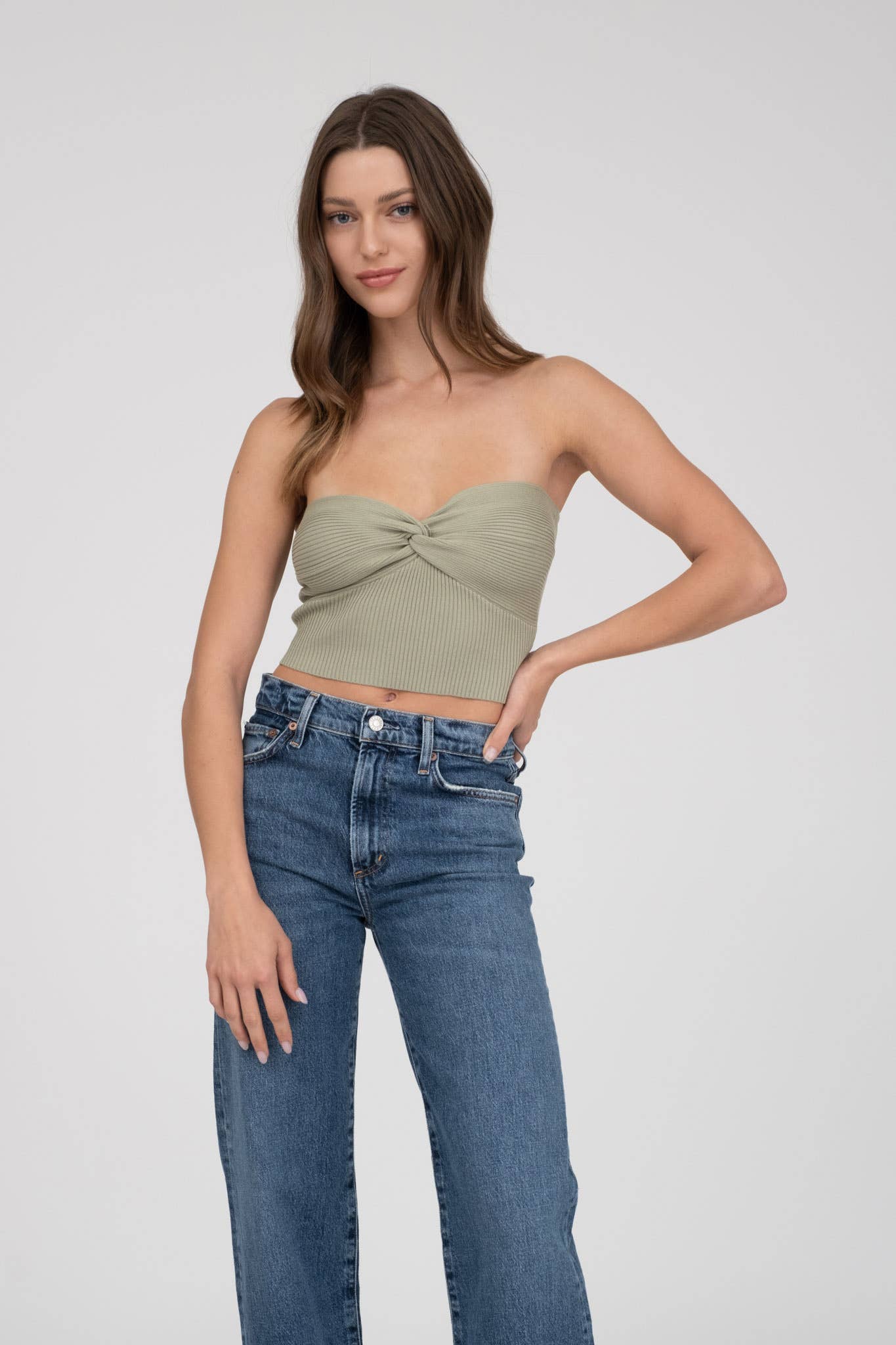 The Workshop Studio - Wholesale Knit Top - Women's - STRAPLESS TWIST FRONT KNIT CROP TOP (PRE-ORDER)30