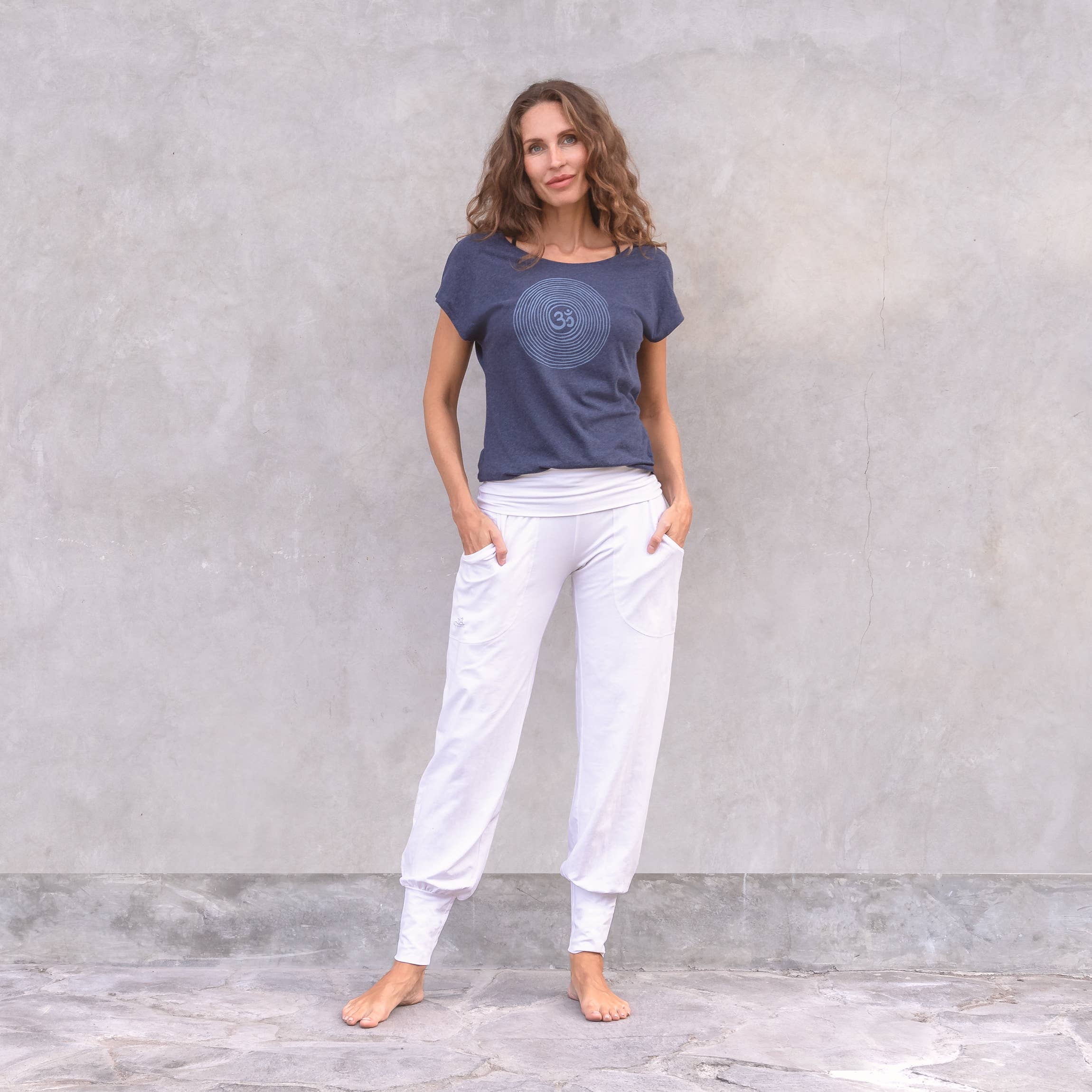 Jaya - Wholesale Screen Printed T-Shirt - Women's - Om yoga shirt, Om spiral front print, melange look, dance, yoga8