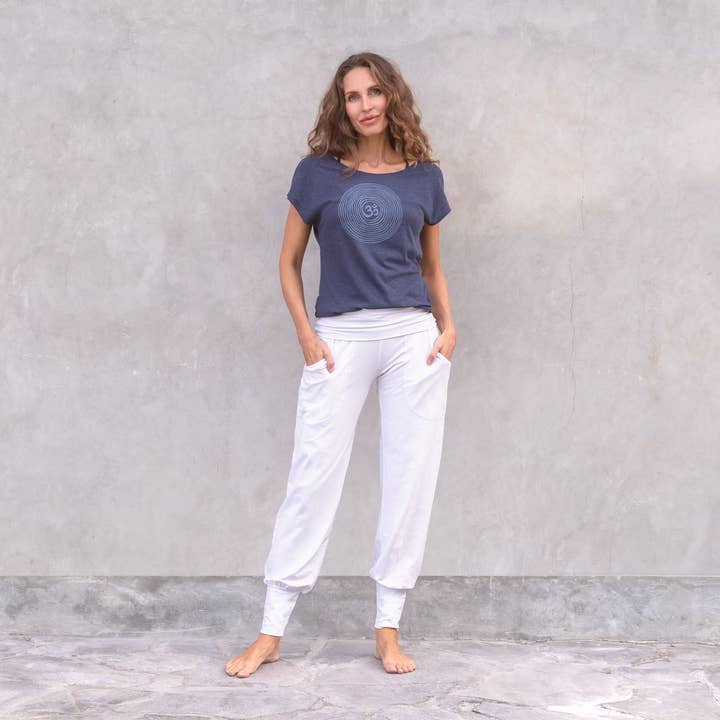 Jaya - Wholesale Screen Printed T-Shirt - Women's - Om yoga shirt, Om spiral front print, melange look, dance, yoga8