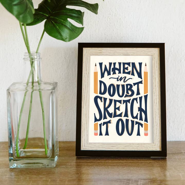 Sketch it Out 5”x7” Hand Lettering Art Print for wholesale by CWB Designs